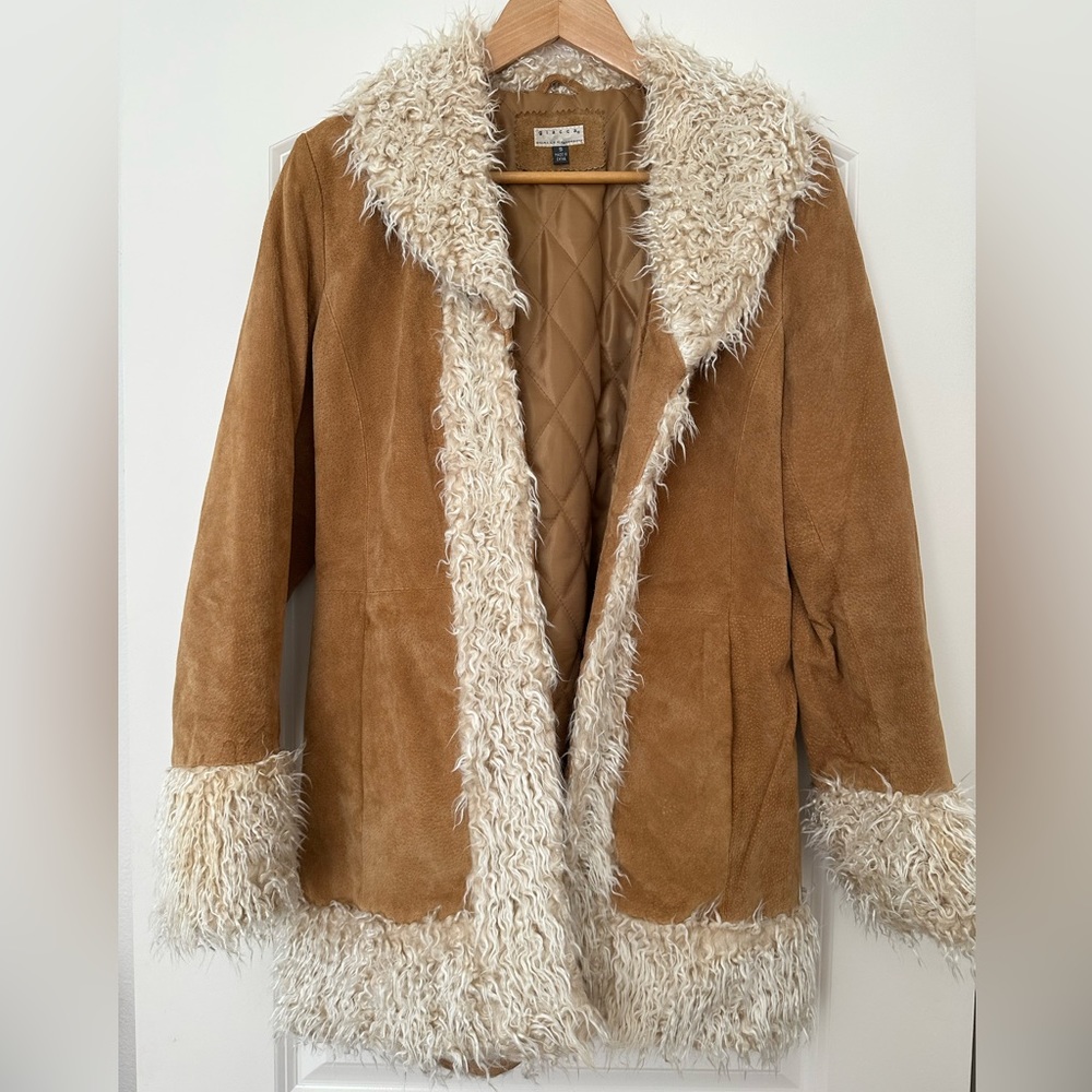 Giacca 100% Leather Penny Lane Coat, Camel Color, Size Small